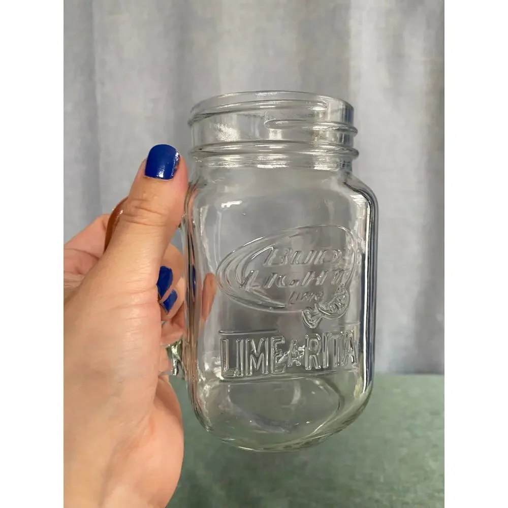 Bud Light Lime-A-Rita Glass Mason Jar Mug with Handle Barware 5.5 Inch